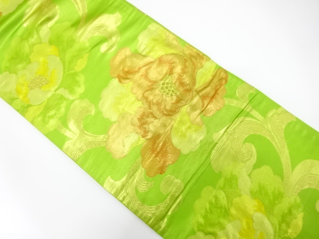 JAPANESE KIMONO / ANTIQUE FUKURO OBI / SILK / WOVEN PEONY ARABESQUE